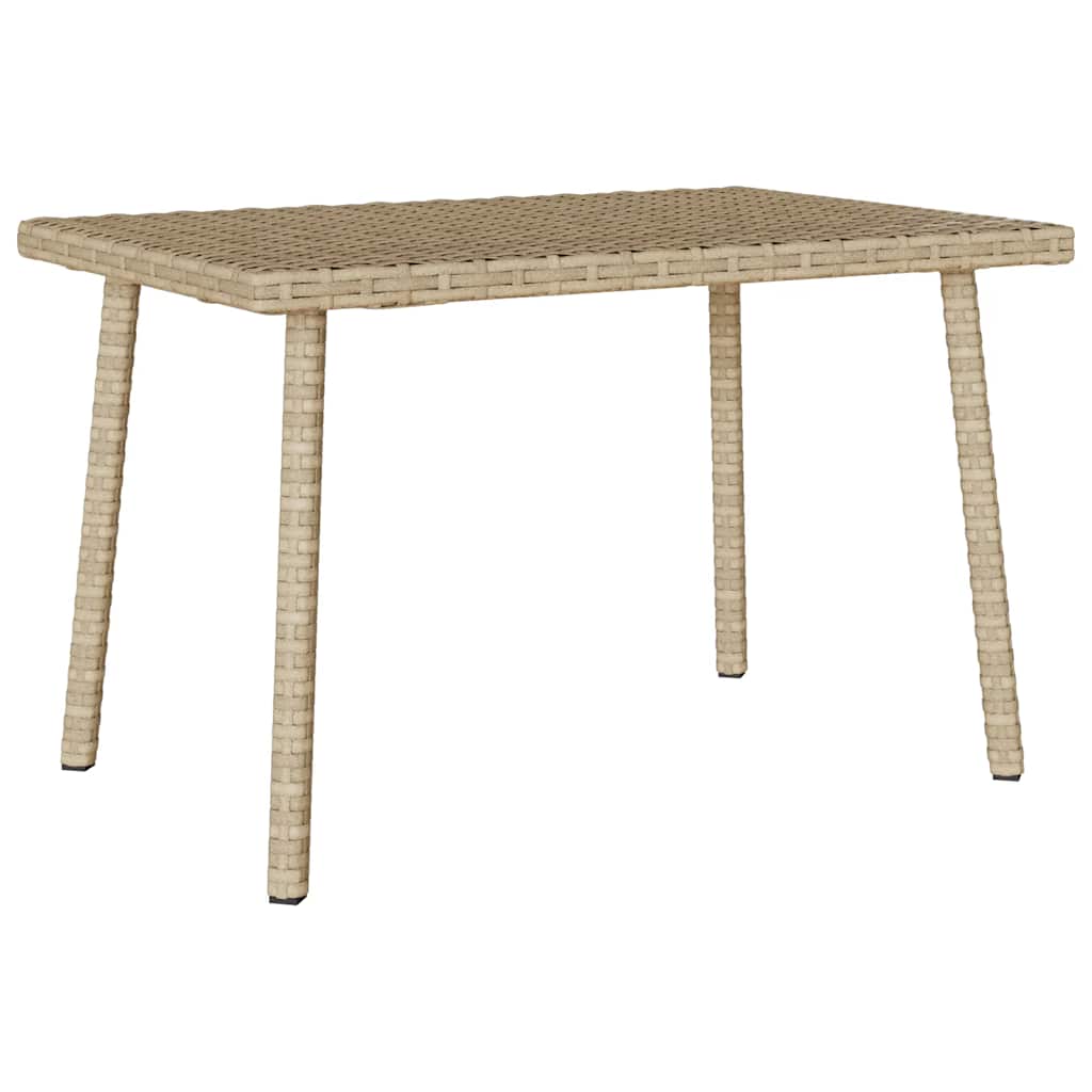 Garden Coffee Table Rectangular Beige 60x40x37 cm Poly Rattan